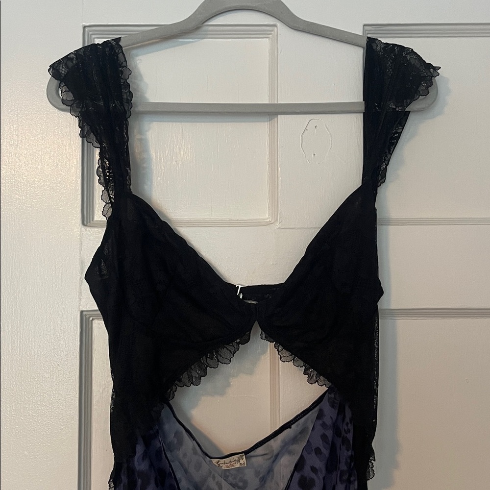 Free people suddenly fine floral slip maxi dress navy animal print - NWT - Picture 4 of 8
